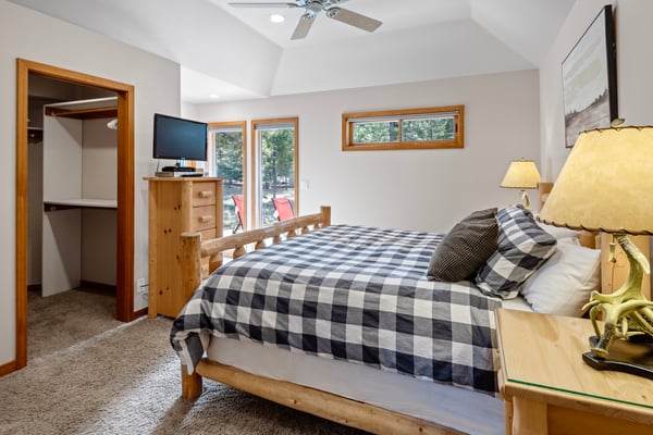 Primary with access to deck and private hot tub