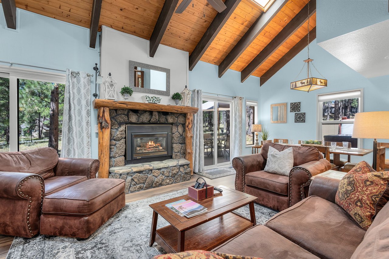 Leisure Lane 4- Vaulted Living Room with Gas Fireplace