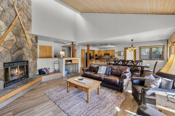 living room open to dining and kitchen