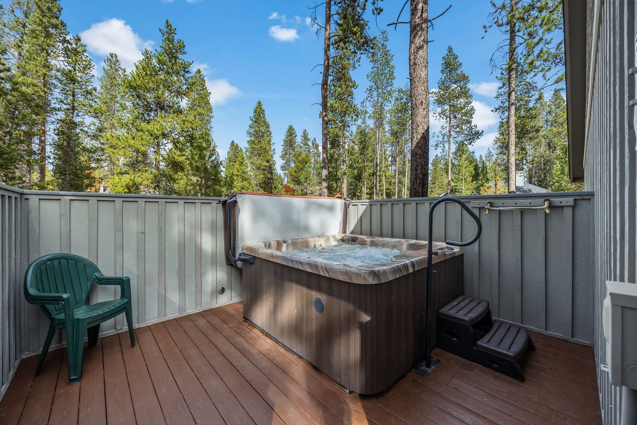 Slip into your private hot tub and let the bubbles soothe away the day, surrounded by towering pines and pure mountain air.